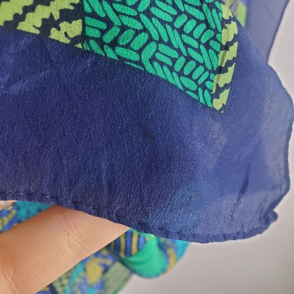 Geometric Printed Silk Scarf (34" x 34") - Picture 4 of 7